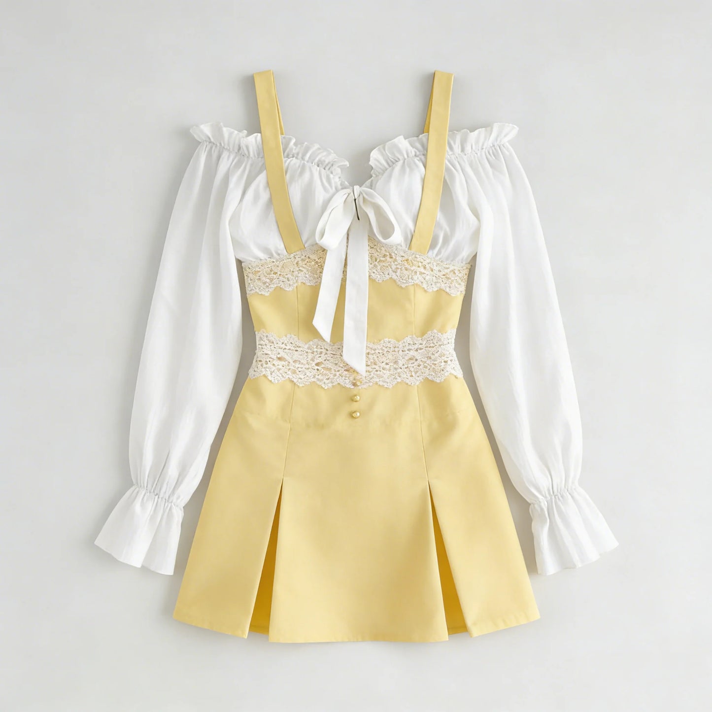 Yellow Off-Shoulder Lace Dress