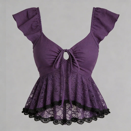 Purple Lace Peplum Top
