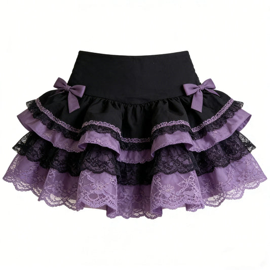 Black Purple Multi Layer Skirt