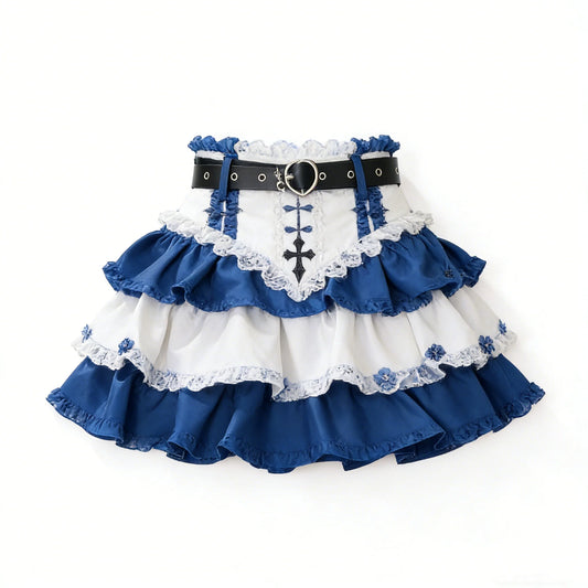 Navy Cross Corset Skirt