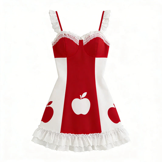 Red Apple Stripe Lolita Dress