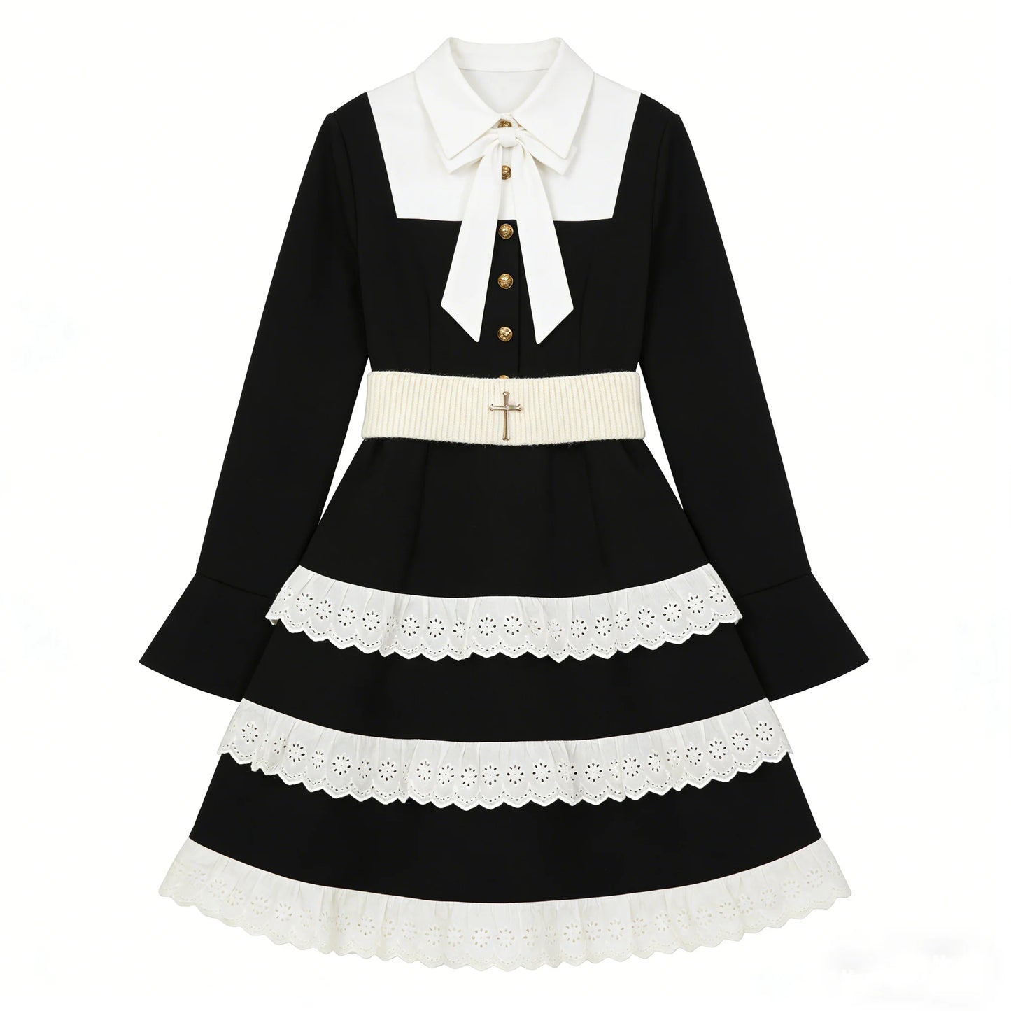 Black Nun Ruffle Dress